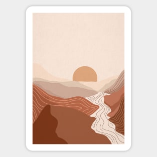 Abstract Bohemian Sunset Painting 6, Abstract Mountains Illustration Sticker